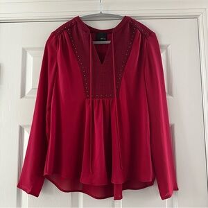 Greylin Women's Vibrant Red Blouse with Studded Detail. Size Small.
